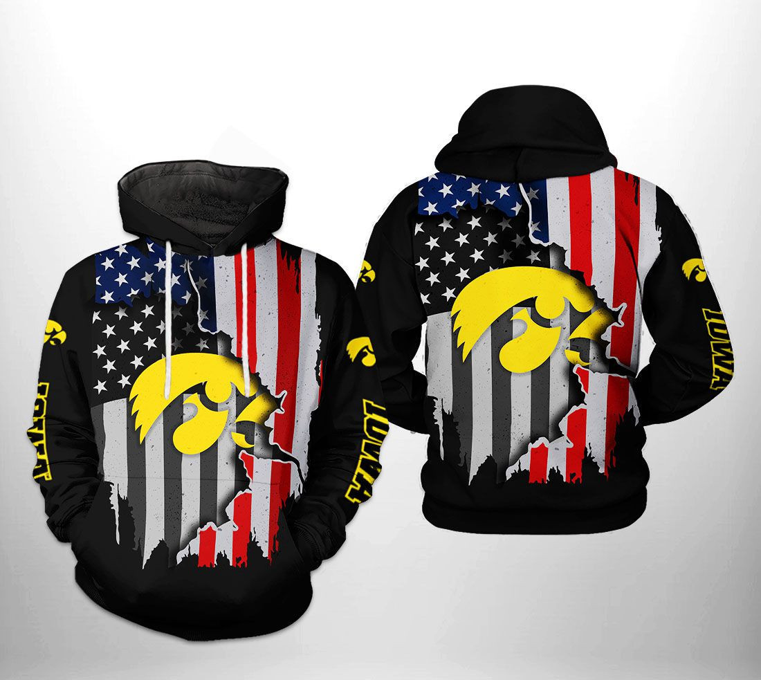 Iowa Hawkeyes NCAA US Flag Hoodie  Zip Hoodie Version 1707