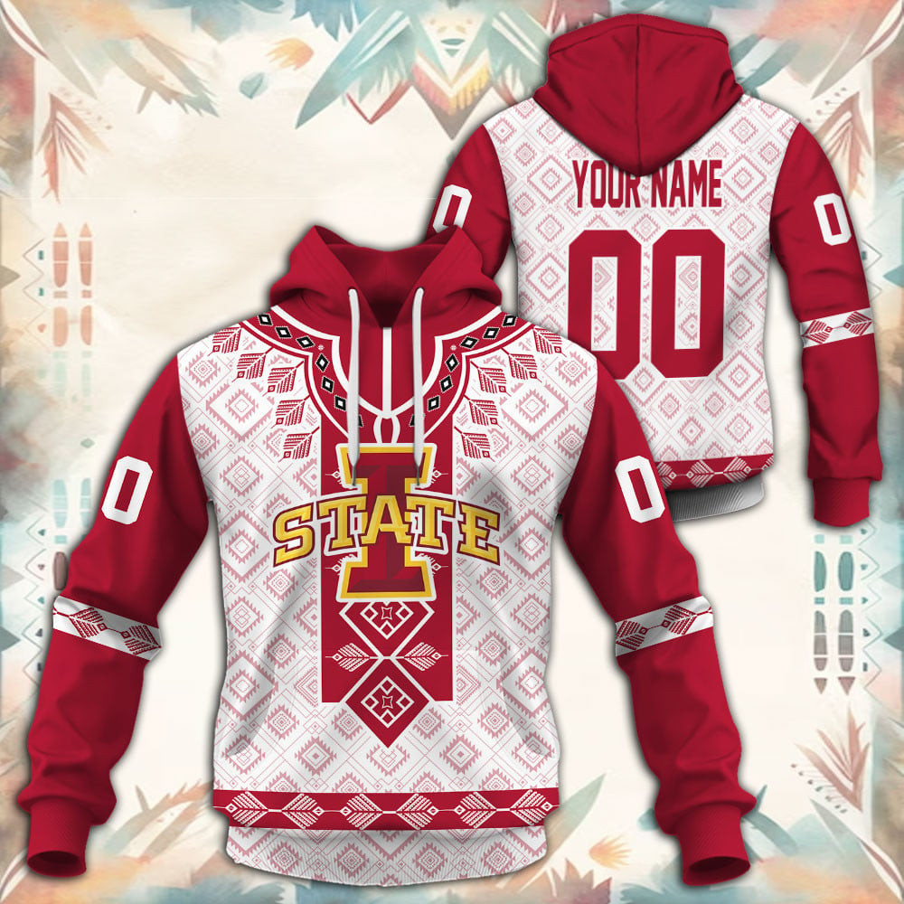Iowa State Cyclones Native Tribal Custom Name And Number 3D printed Sweatshirt Hoodie Zipped Hoodie