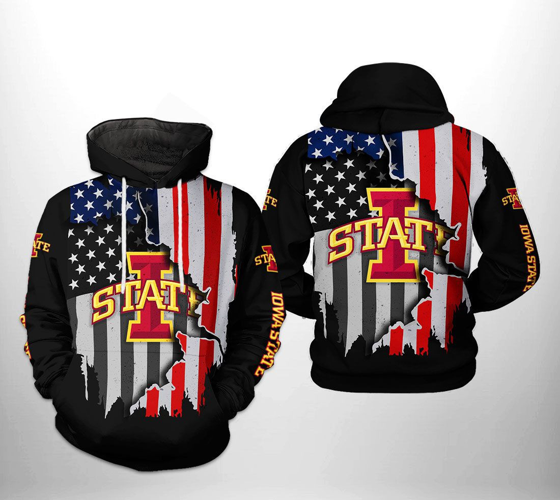 Iowa State Cyclones NCAA US Flag Hoodie  Zip Hoodie Version 1830