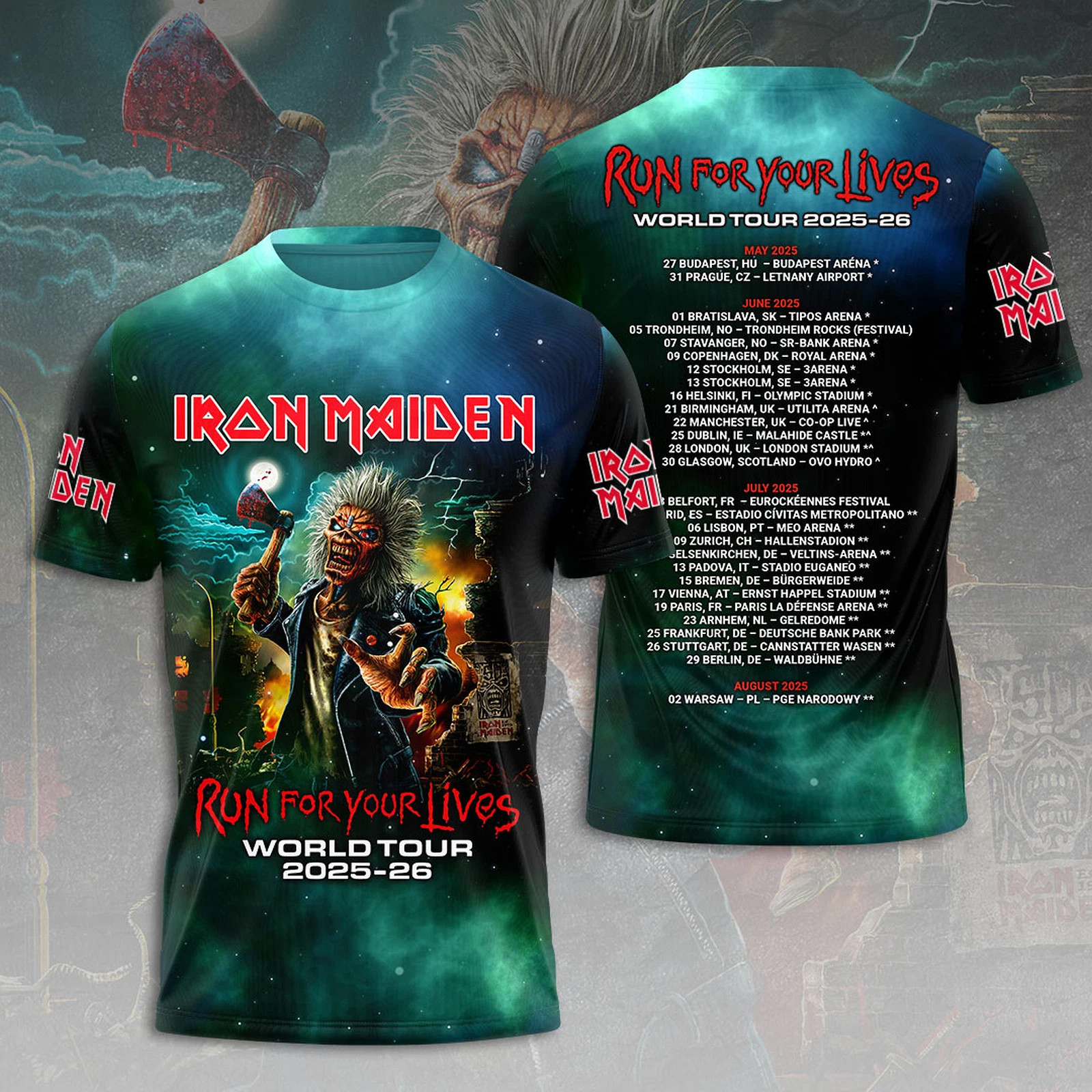 Iron Maiden Inspired Run For Your Lives World Tour 2025-26 Shirt Fathers Day Gifts Special
