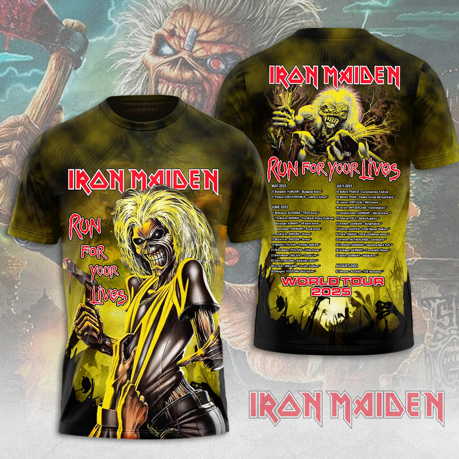Iron Maiden Inspired Run For Your Lives World Tour 2025 Shirt Birthday Gifts For Music Lovers