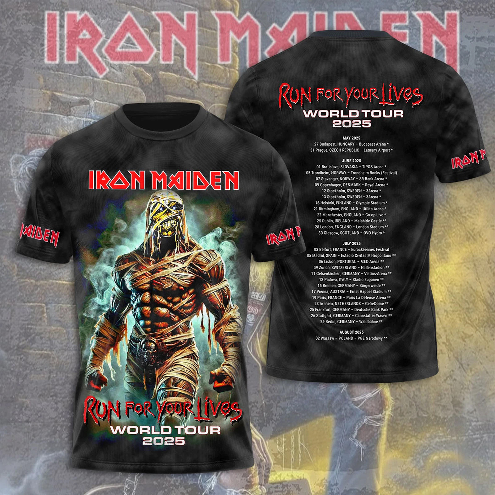 Iron Maiden Inspired Run For Your Lives World Tour 2025 Shirt Music Lover Gifts For Him