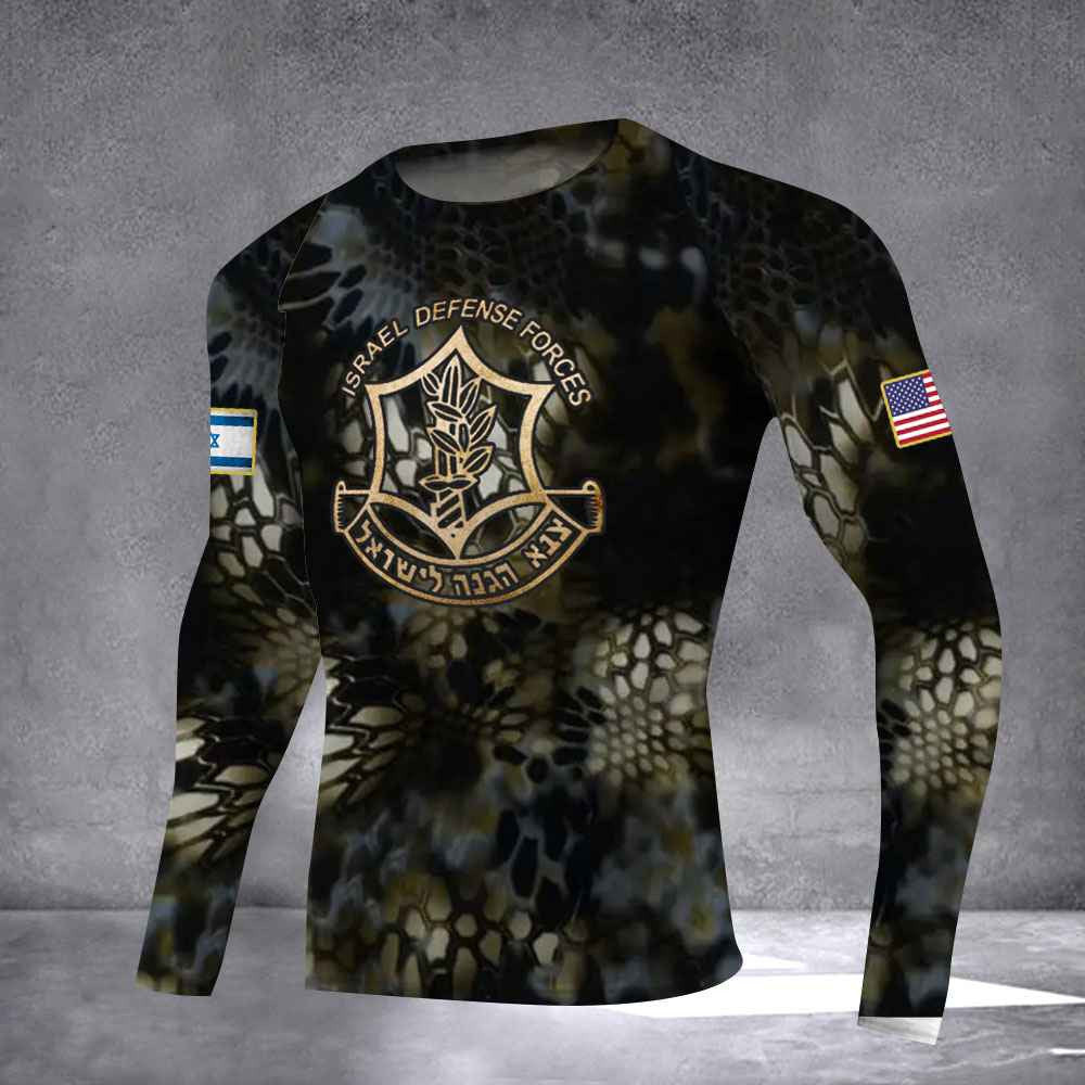 Israel Defense Forces Rash Guard USA Stands With Israel Long Sleeve Israeli Merchandise