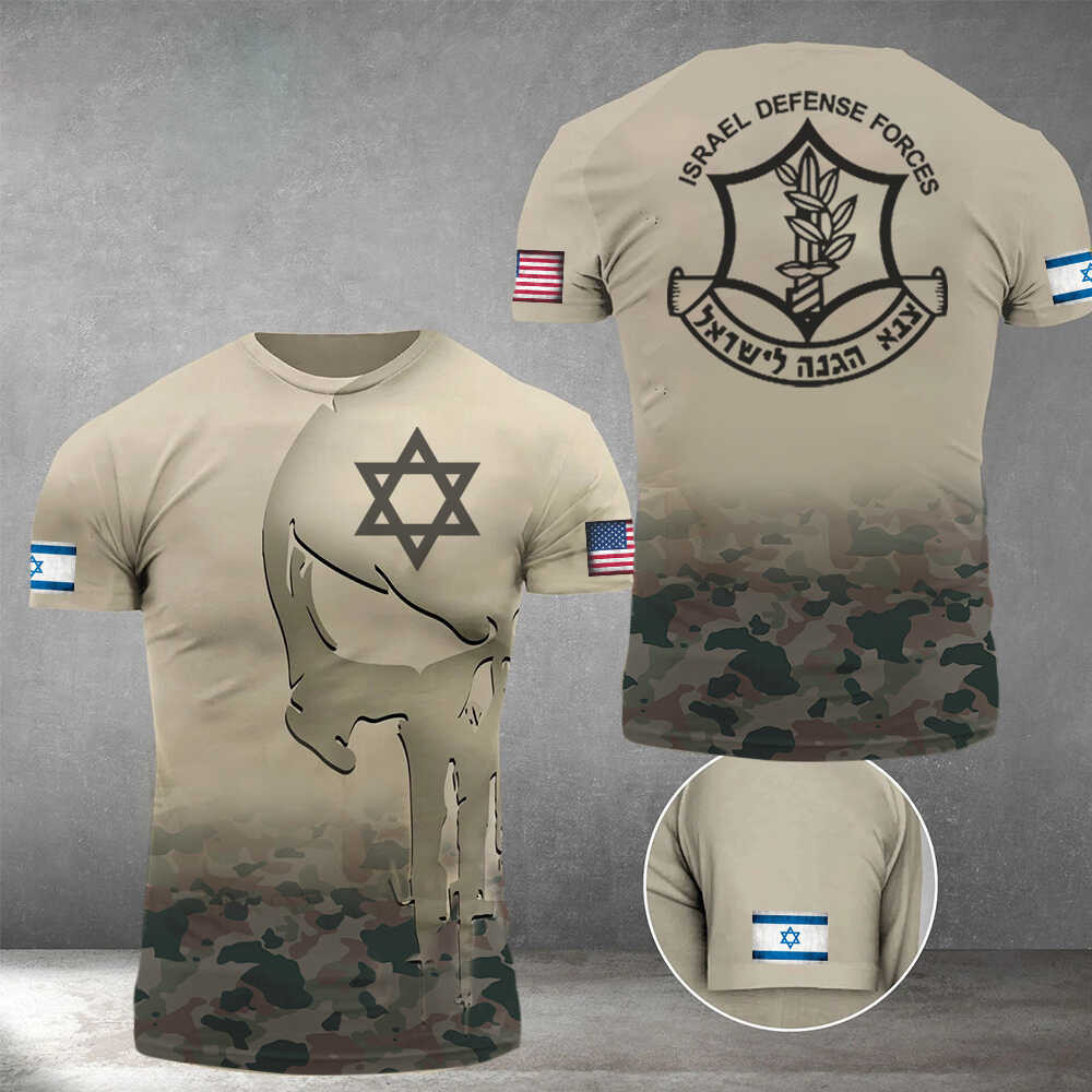 Israel Defense Forces T-Shirt American Pro Israel Shirt Jewish Star Of David Skull T-Shirt IDF