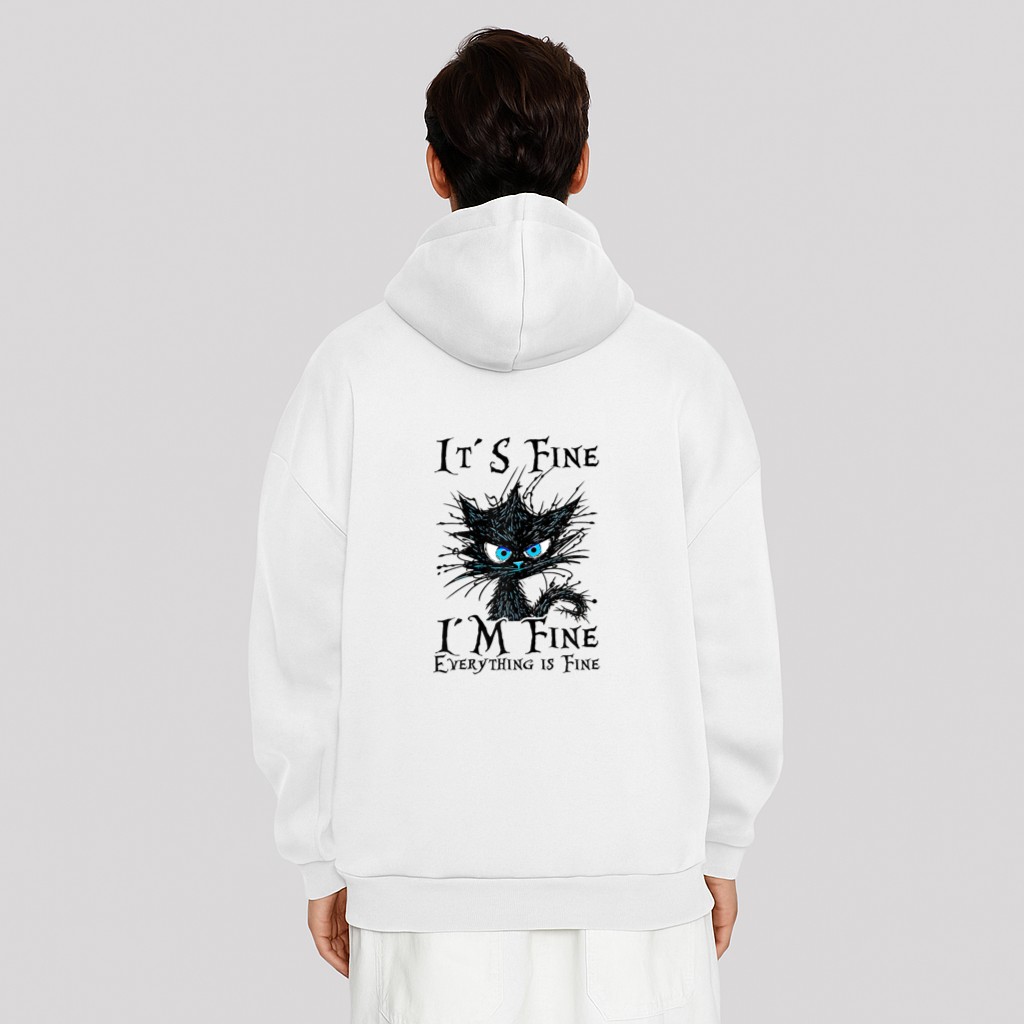 It´s fine im fine everything is fine  funny black cat Hoodie