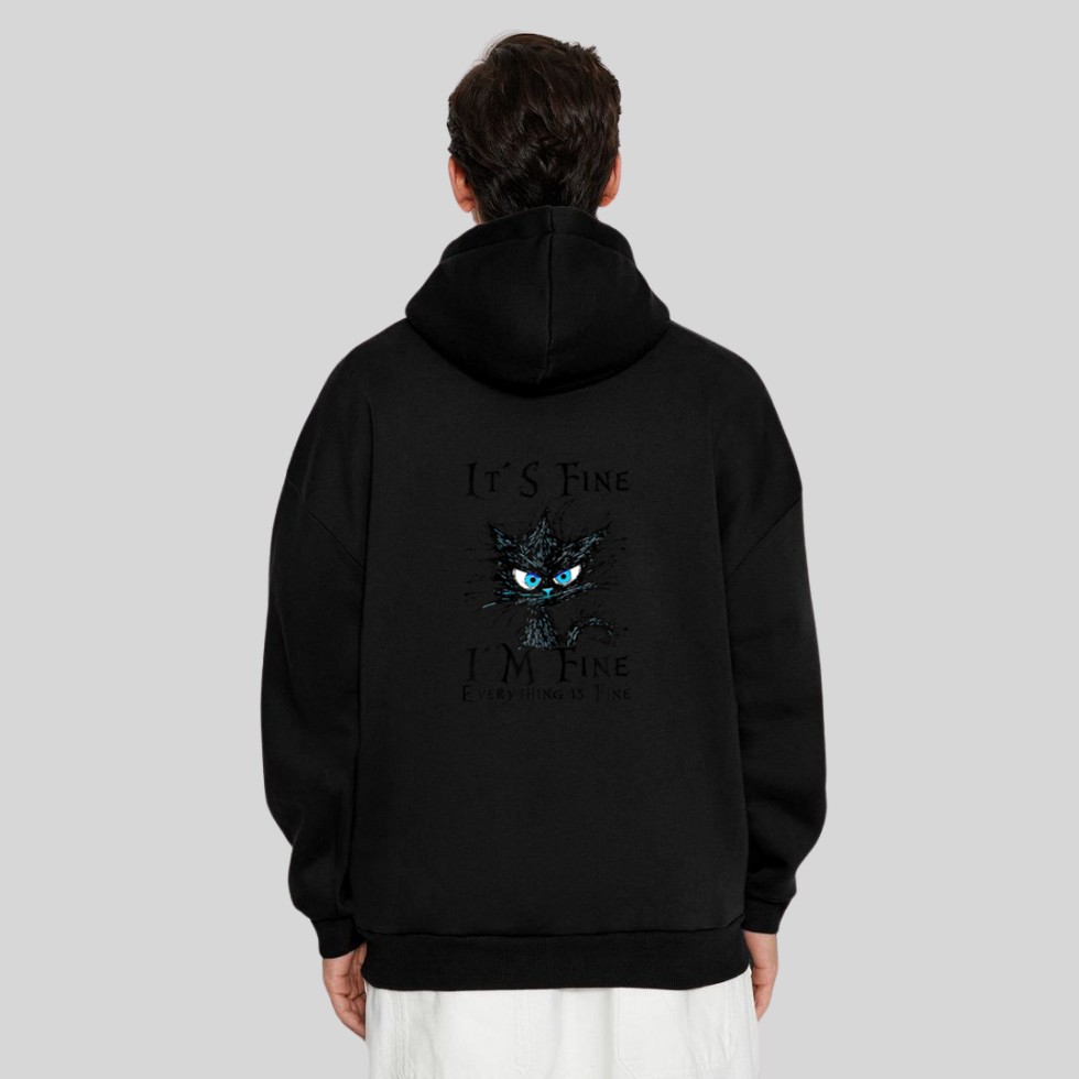 It´s fine im fine everything is fine  funny black cat Hoodie