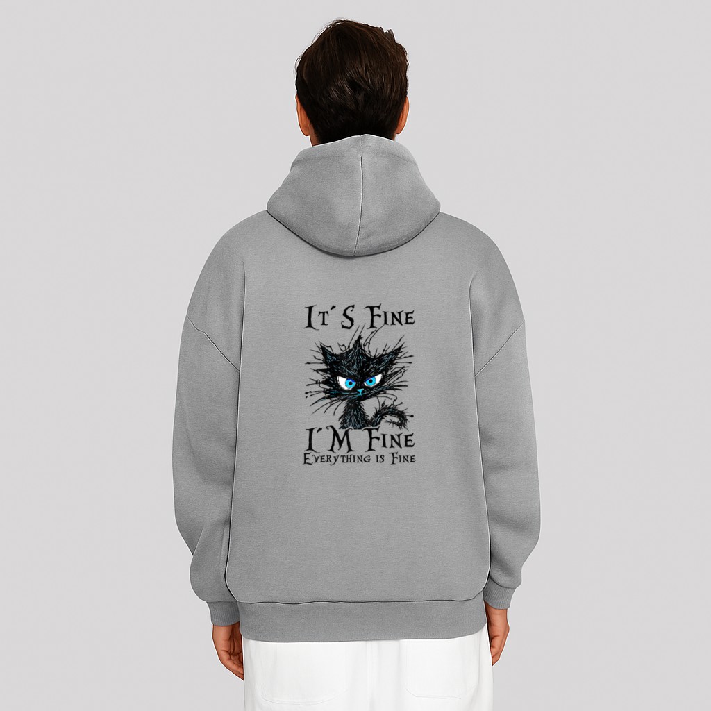 It´s fine im fine everything is fine  funny black cat Hoodie
