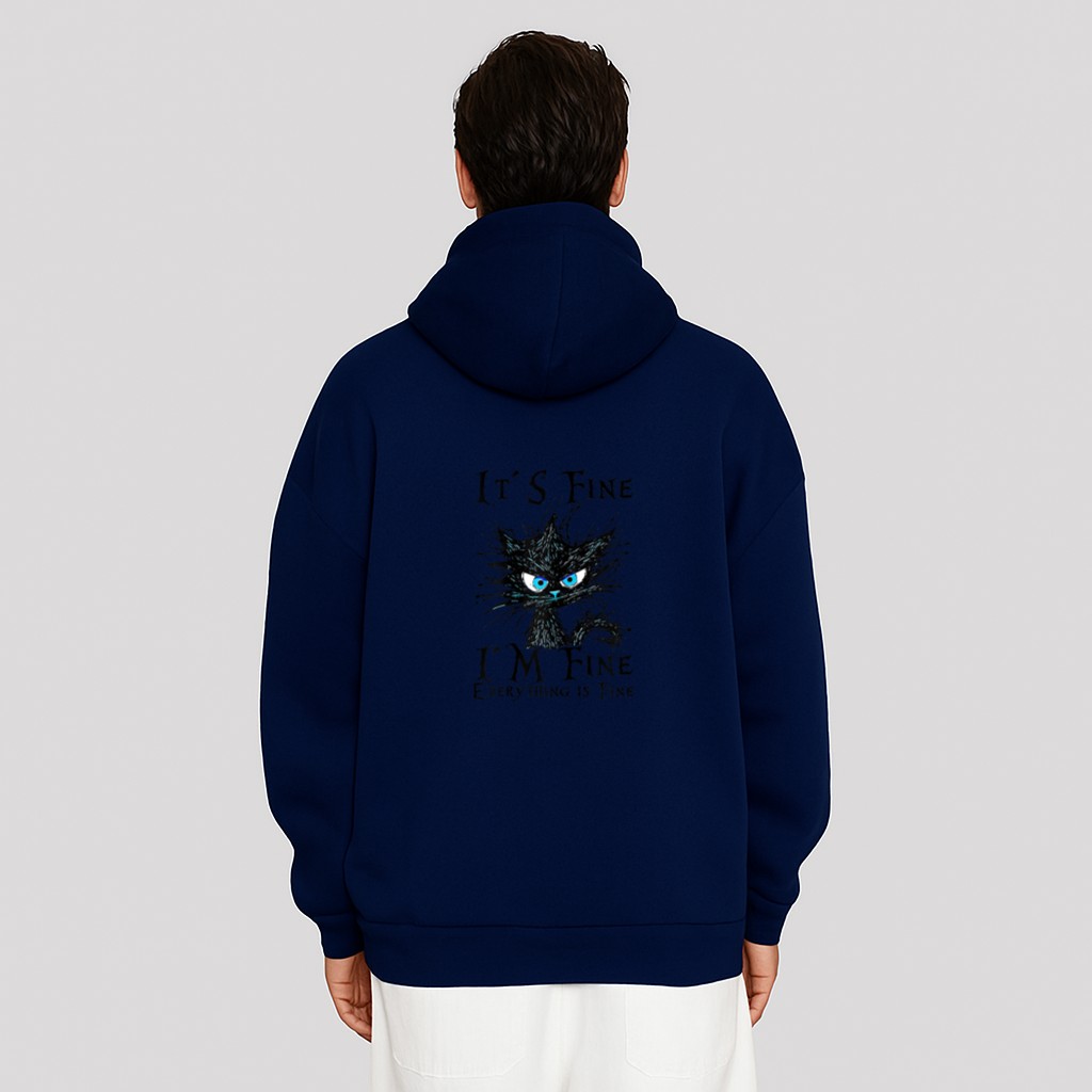 It´s fine im fine everything is fine  funny black cat Hoodie