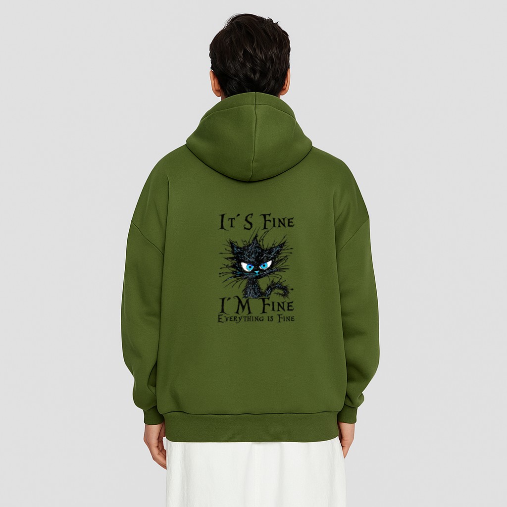 It´s fine im fine everything is fine  funny black cat Hoodie