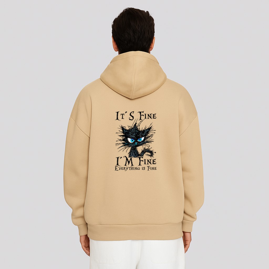 It´s fine im fine everything is fine  funny black cat Hoodie