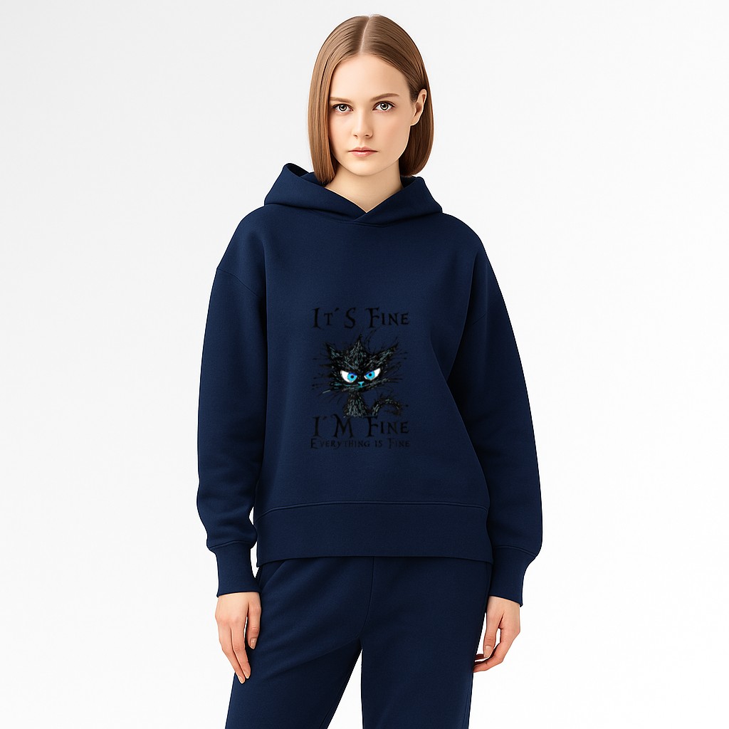 It´s fine im fine everything is fine  funny black cat Hoodie