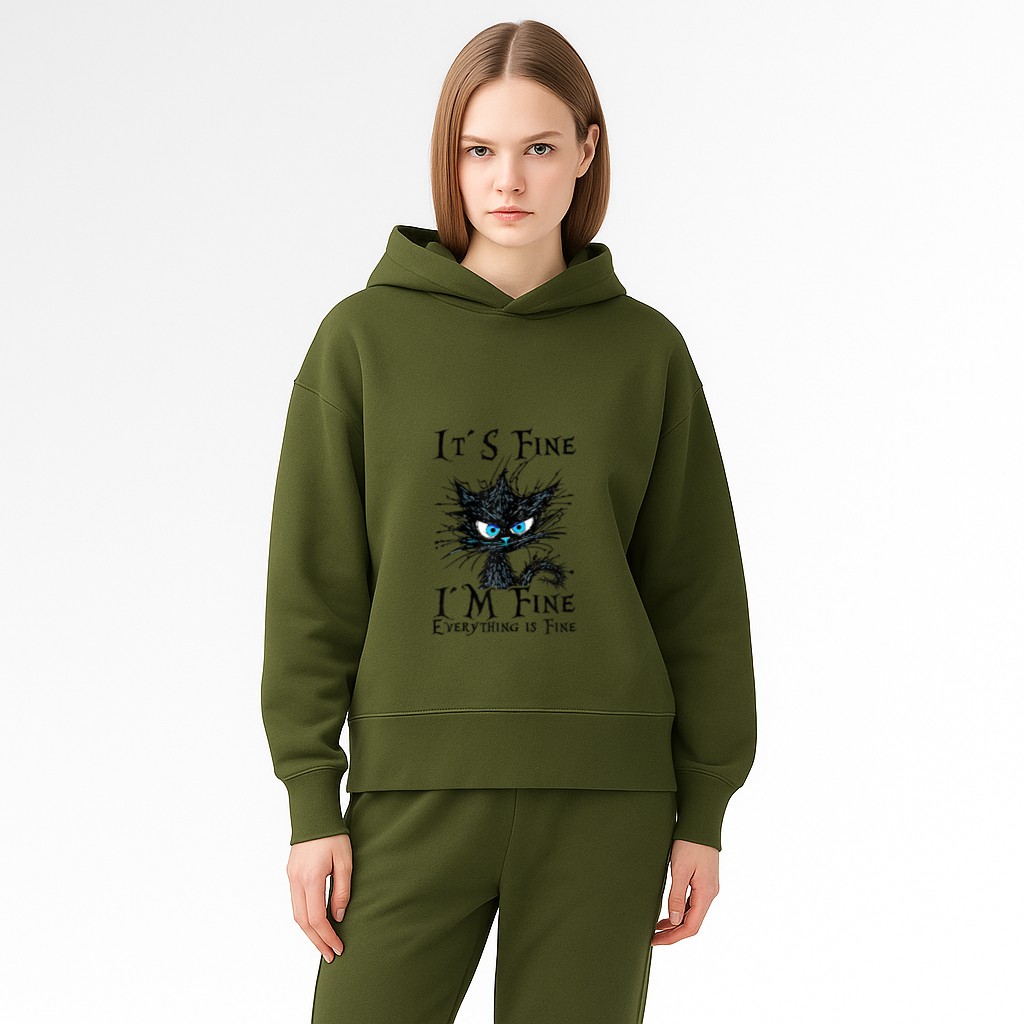 It´s fine im fine everything is fine  funny black cat Hoodie