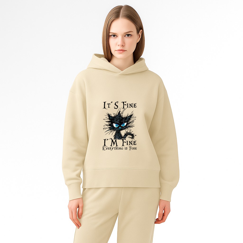 It´s fine im fine everything is fine  funny black cat Hoodie