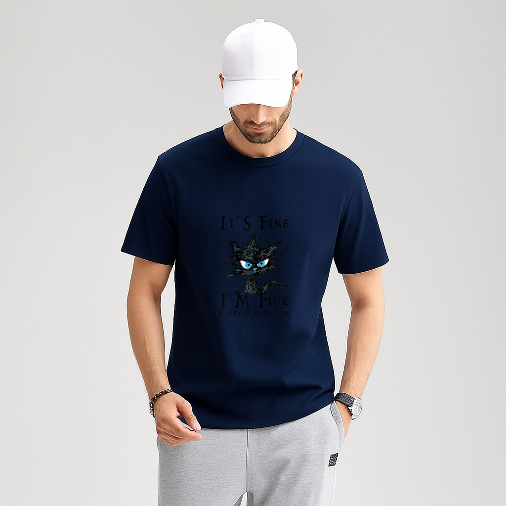 It´s fine im fine everything is fine  funny black cat T-Shirt