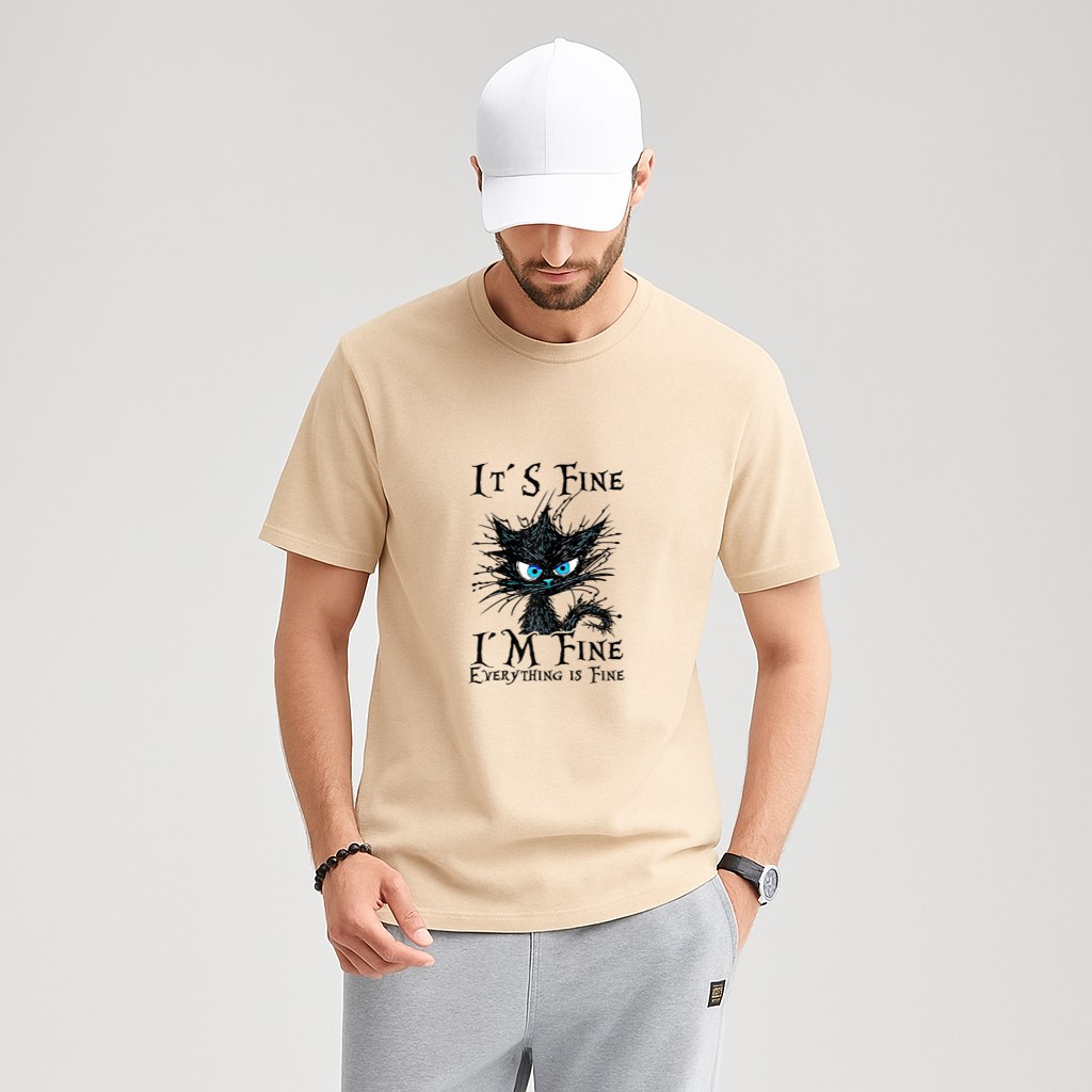 It´s fine im fine everything is fine  funny black cat T-Shirt