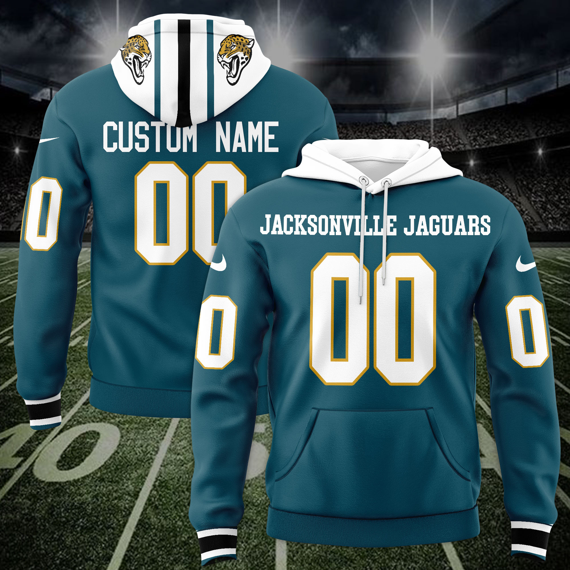Jacksonville Jaguars Custom Name And Number 3D Hoodie Version 163