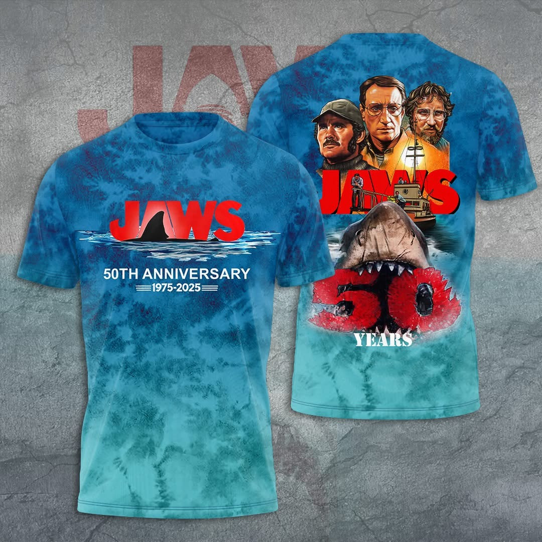 Jaws Merch Jaws 50th Anniversary 1975 2025 T-Shirt Gifts For Fans