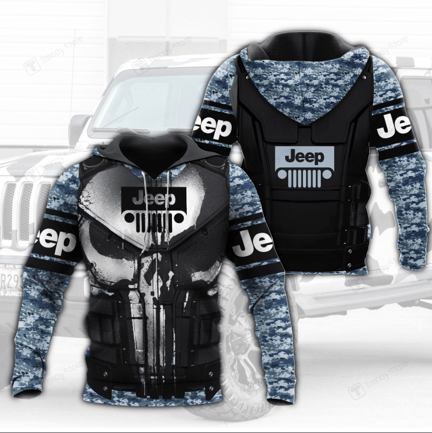 Jeep Love Gift Punisher Skull Jeep Camo Version All Over Print Hoodie Zip Hoodie