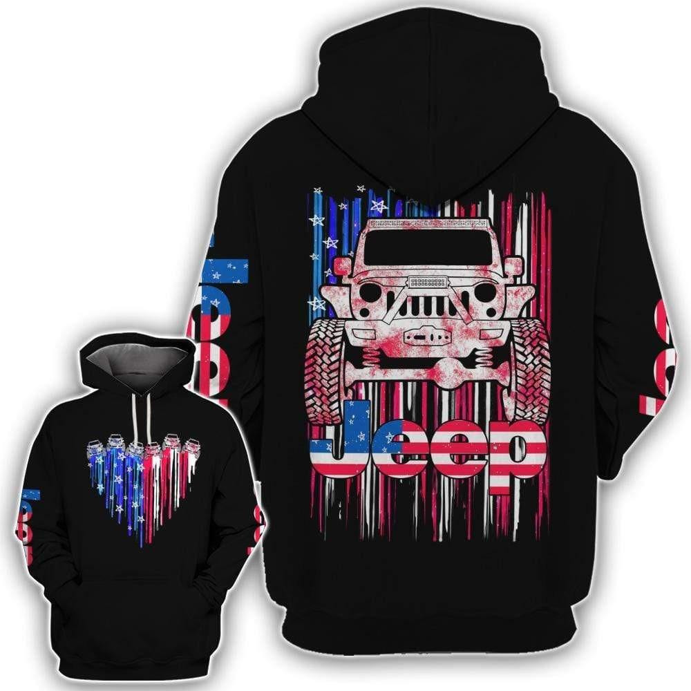 Jeep Lover Gift American Flag Jeep All Over Print Hoodie