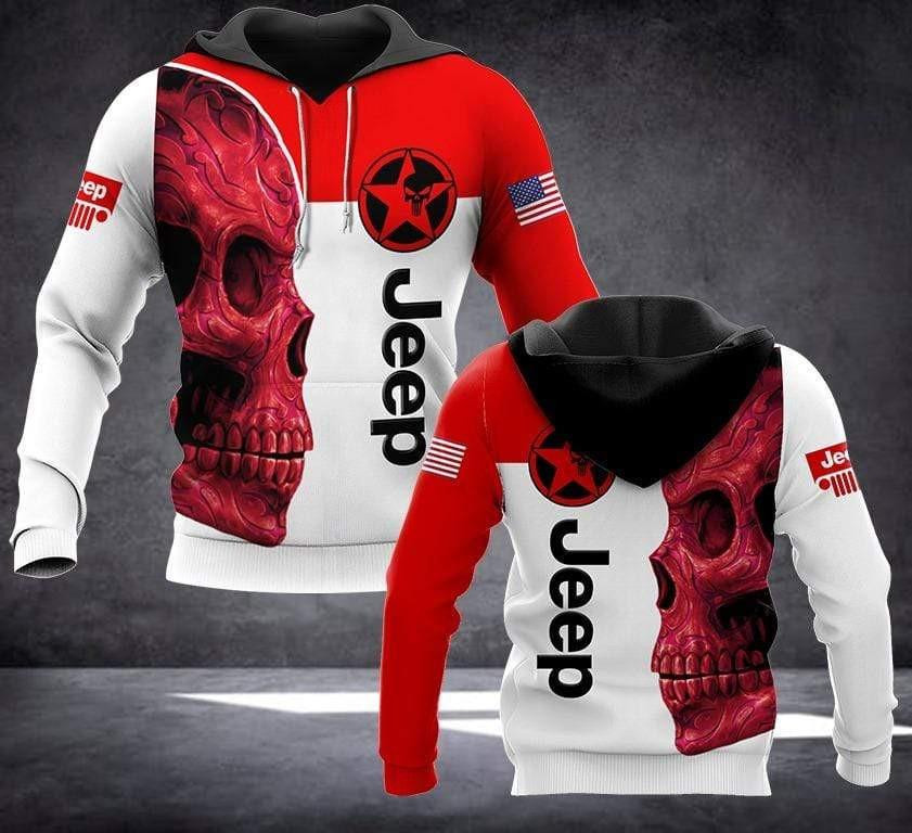 Jeep Lover Gift Jeep Sugar Skull Red All Over Print Hoodie