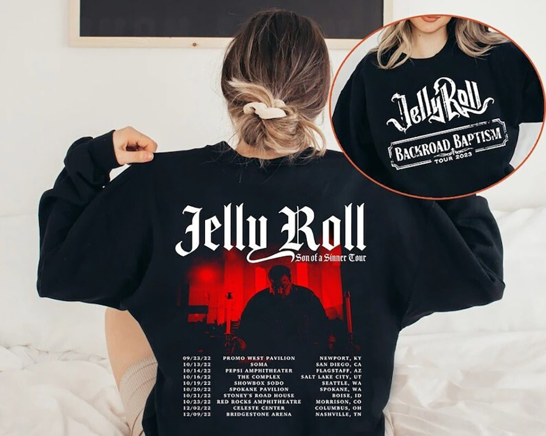 Jelly Roll 2024 2025 Tour Shirt, Jelly Roll 2024 2025 Tour Shirt, Jelly Roll Backroad Baptism 2024 2025 Tour Premium Merchandise