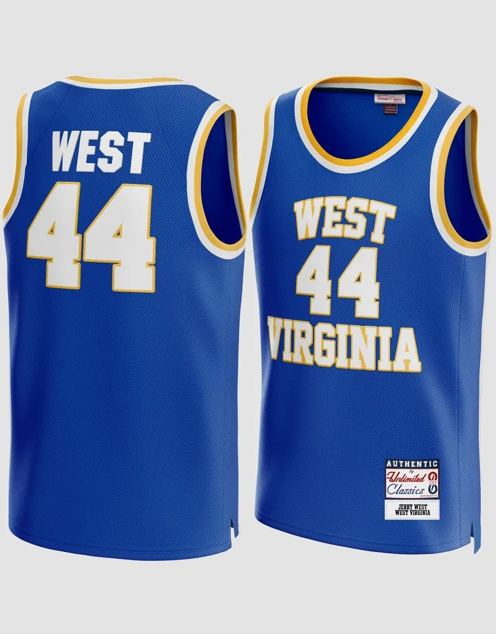 Jerry West #44 West Virginia Basketball Jersey West Virginia Mountaineers Basketball Merch
