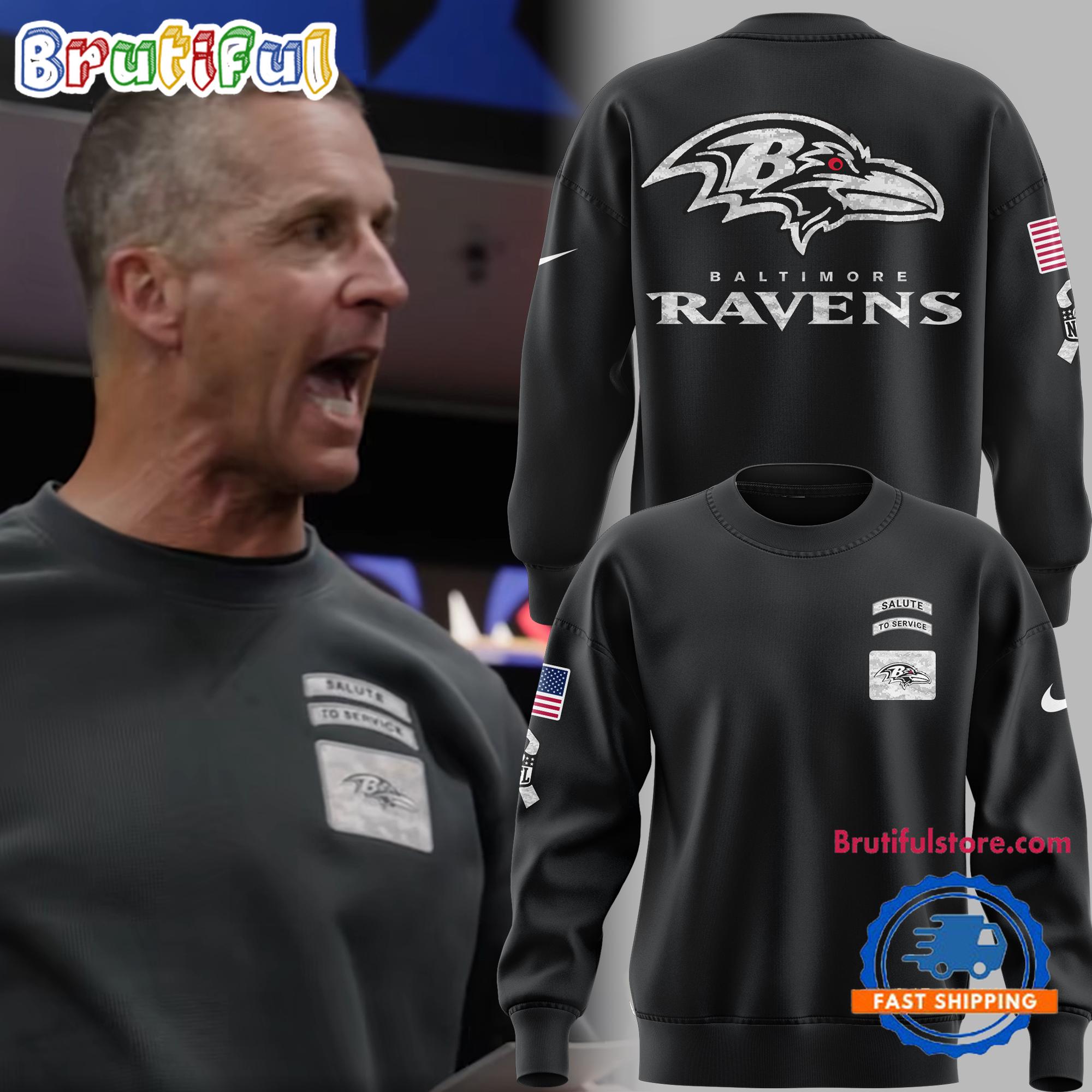 John Harbaugh Baltimore Ravens Salute to Service 2024 New Sweatshirt