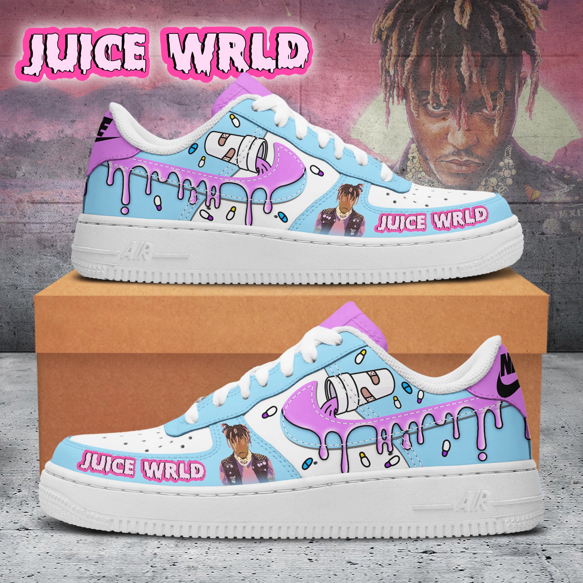 Juice WRLD Air Low-Top Sneakers Shoes For Men And Women - White Insole