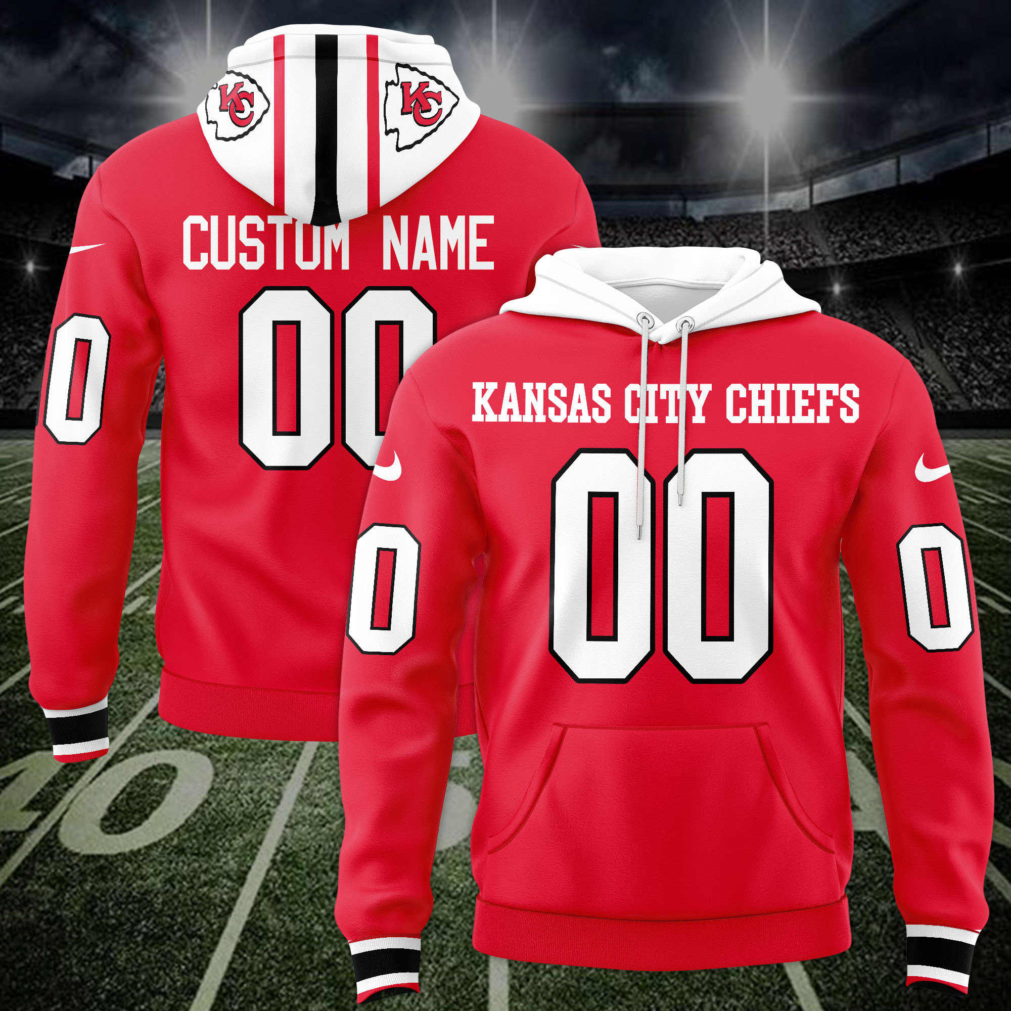 Kansas City Chiefs Custom Name And Number 3D Hoodie