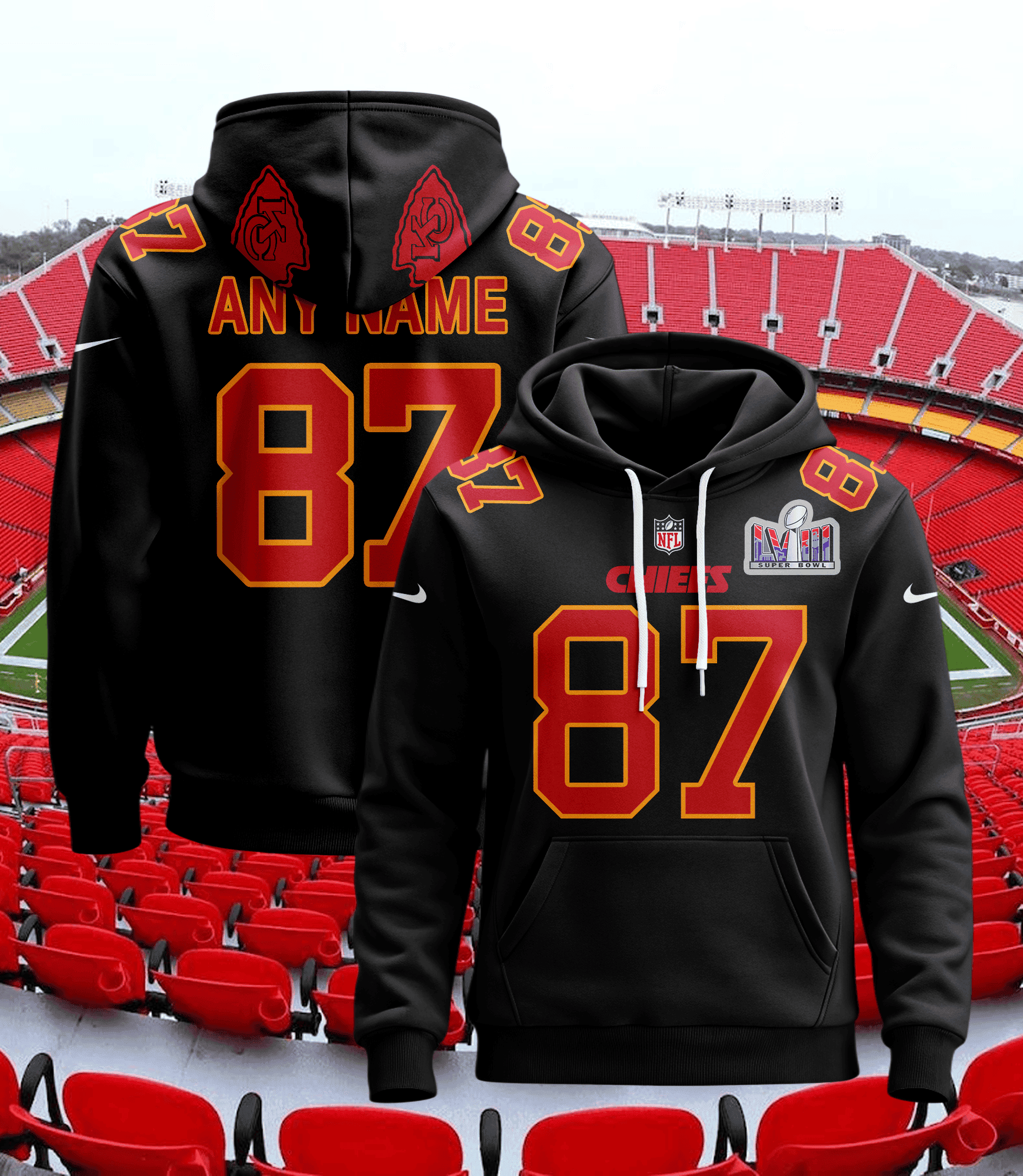 Kansas City Chiefs Custom Name Number NFL Football Team Hoodie