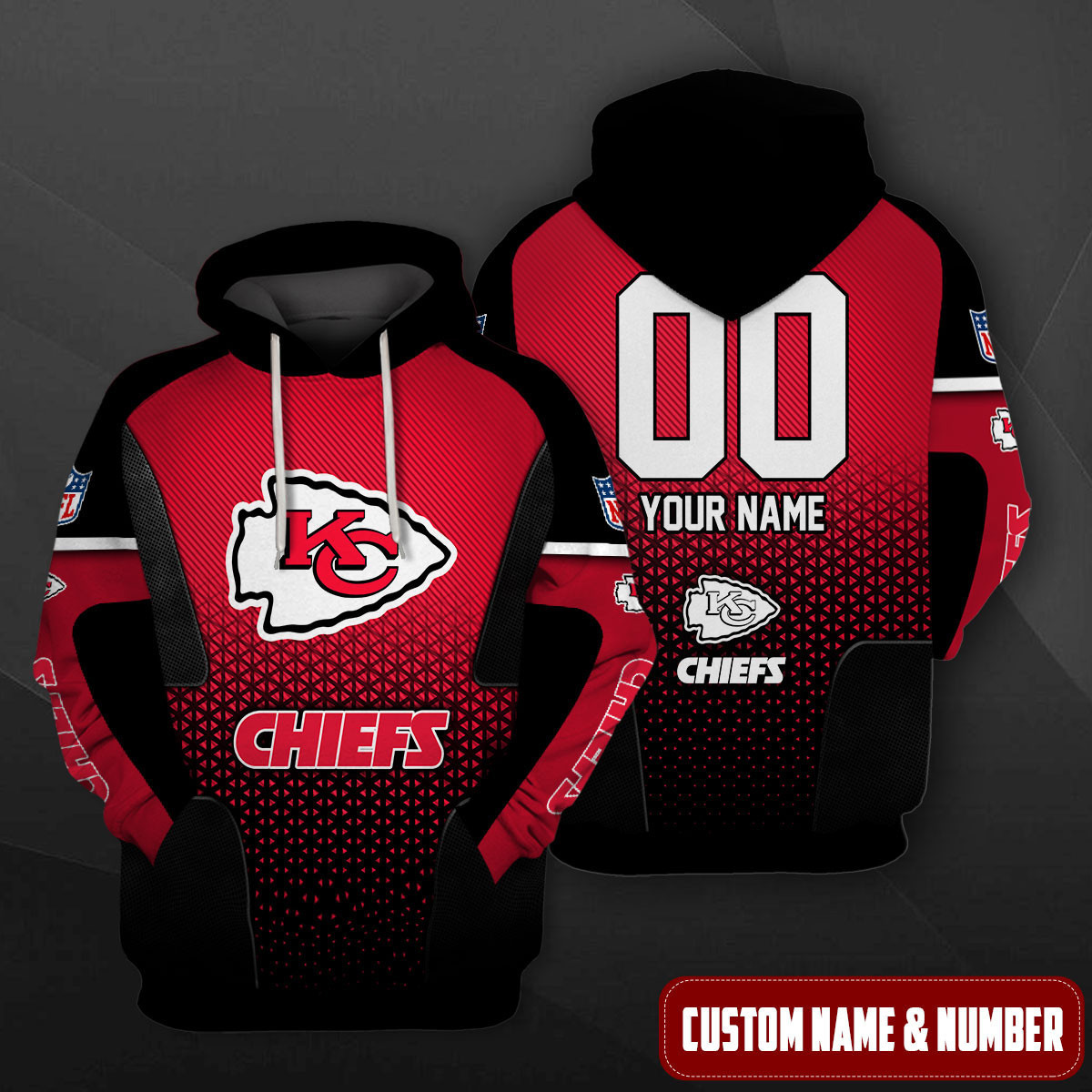 Kansas City Chiefs Custom Name Number V2 NFL Football Team Hoodie
