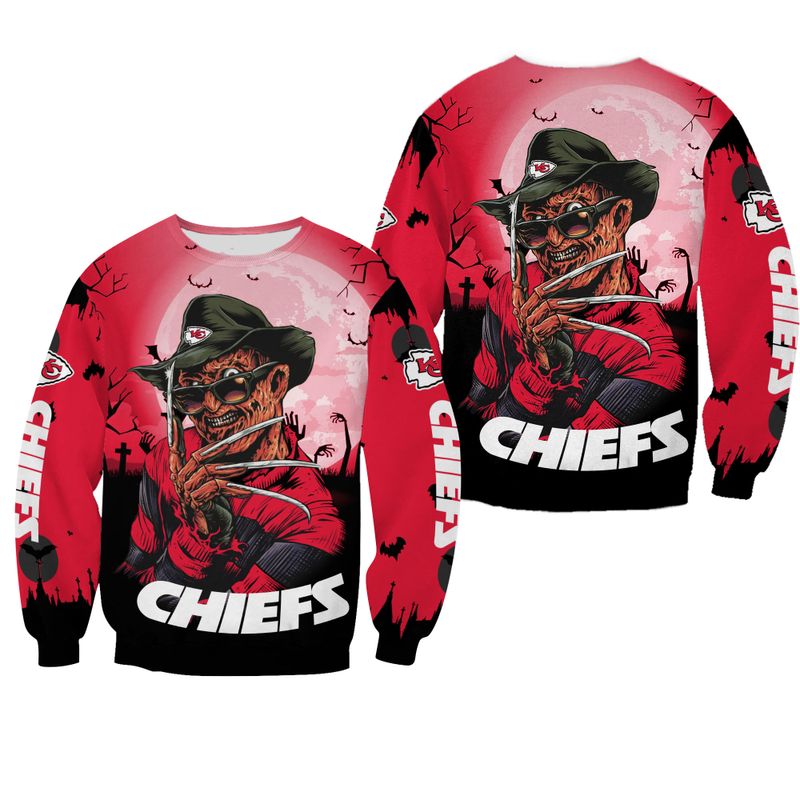 Kansas City Chiefs feat Freddy Krueger Horror Movie Hoodie