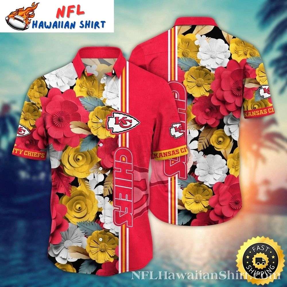 Kansas City Chiefs Garden Party - Red Floral Men's Aloha Shirt Premium Merchandise