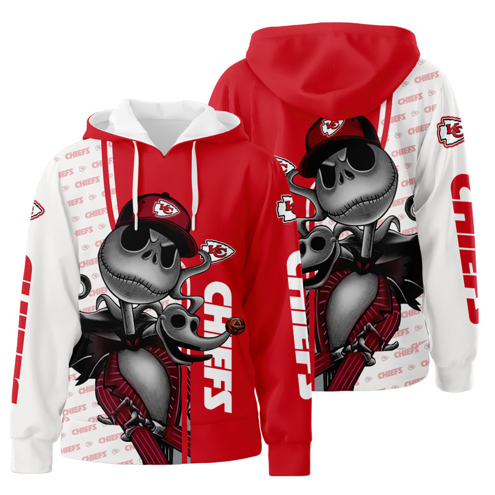 Kansas City Chiefs Jack Skeleton Skull 3D All Over Print Hoodie Zip-Up Hoodie