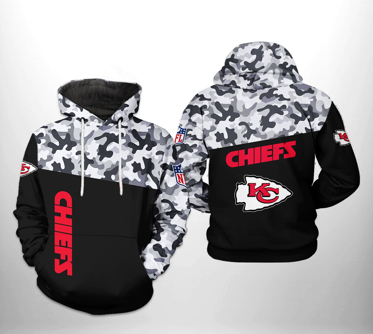 Kansas City Chiefs NFL Camo Veteran Team Hoodie Zip Hoodie