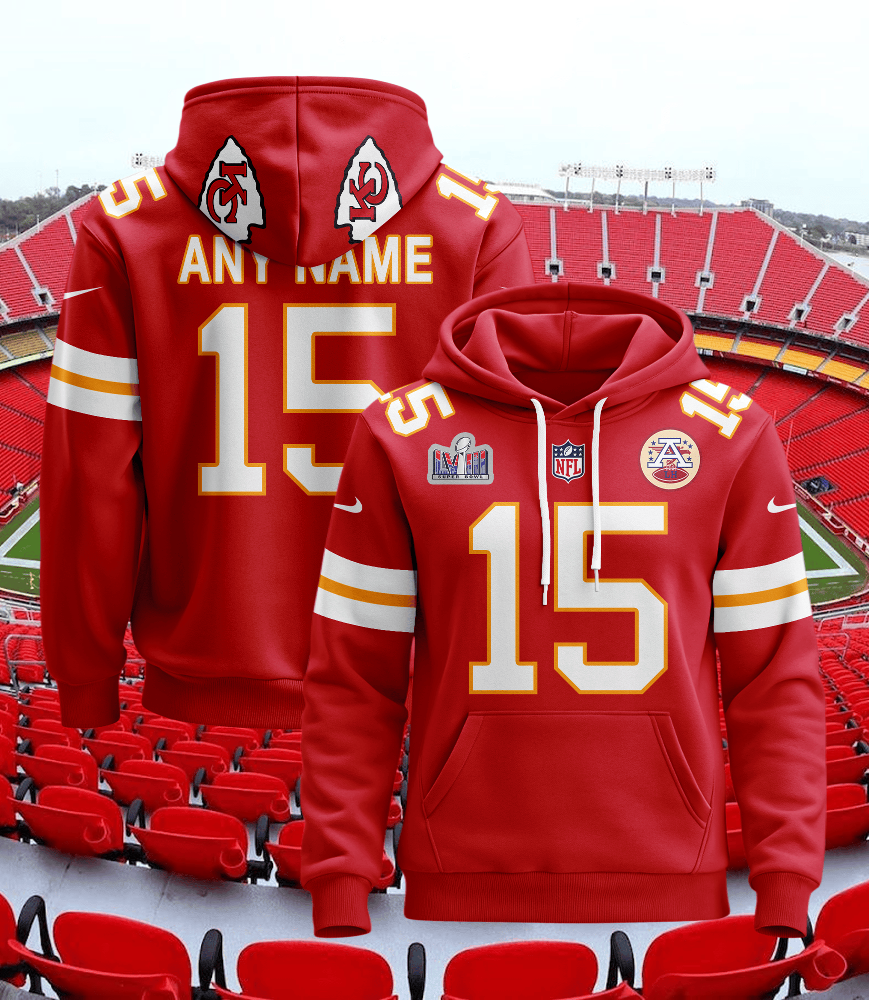 Kansas City Chiefs Personalized Name And Number NFL 3D Hoodie Style 51 Gift For Sport Music Fans