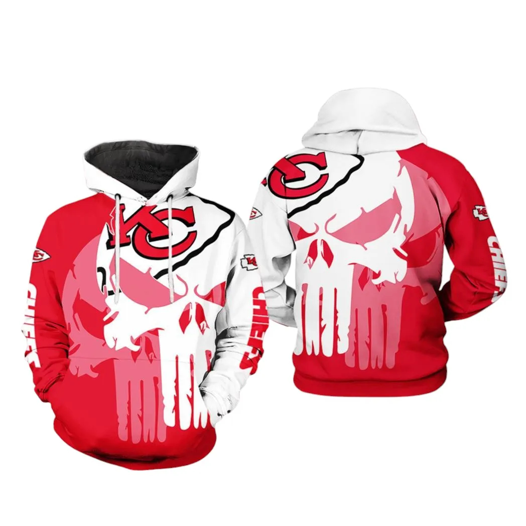 Kansas City Chiefs Punisher Skull NFL Football Team Hoodie