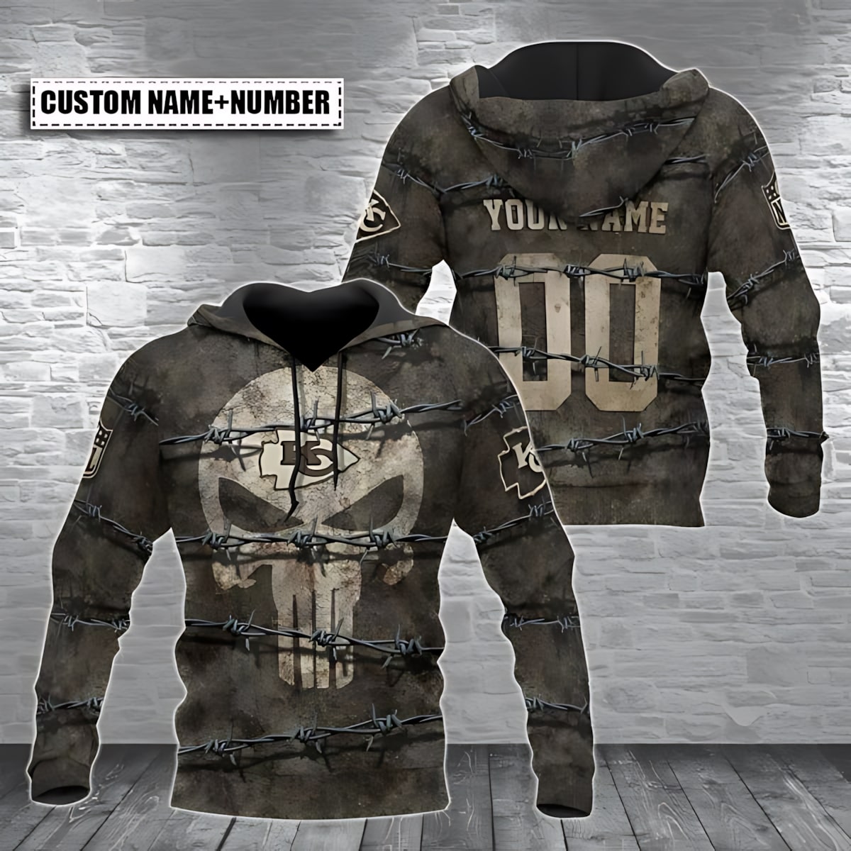 Kansas City Chiefs Punisher Skull v2 NFL Football Team Hoodie