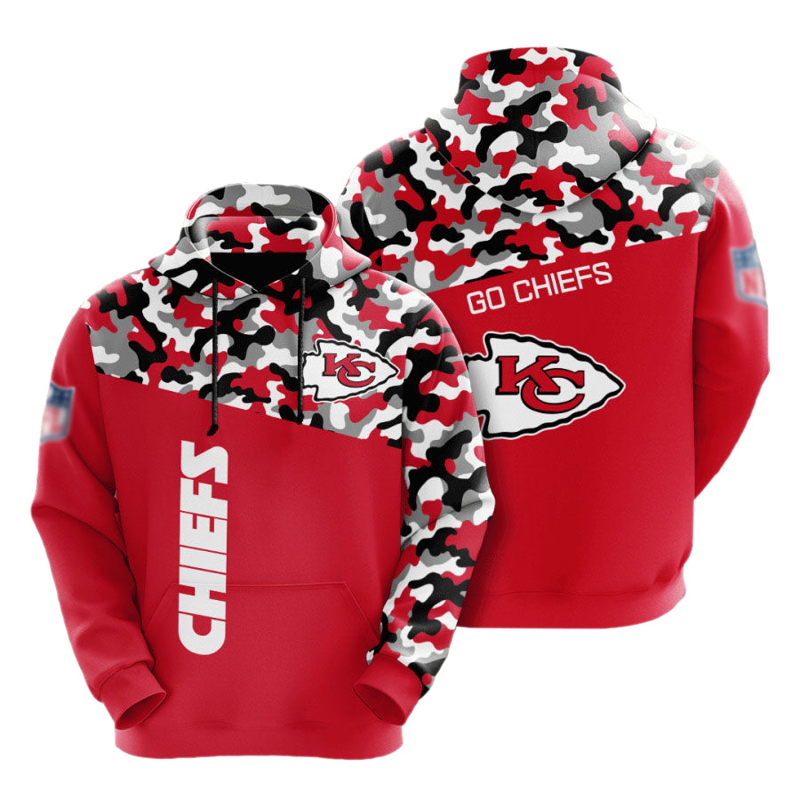 Kansas City Chiefs Red Camo NFL Football Team Hoodie