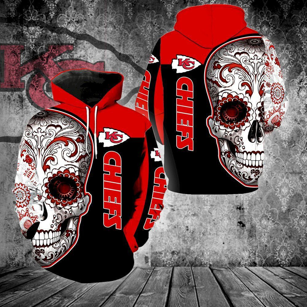 Kansas City Chiefs Skull Hoodie  Zip Hoodie