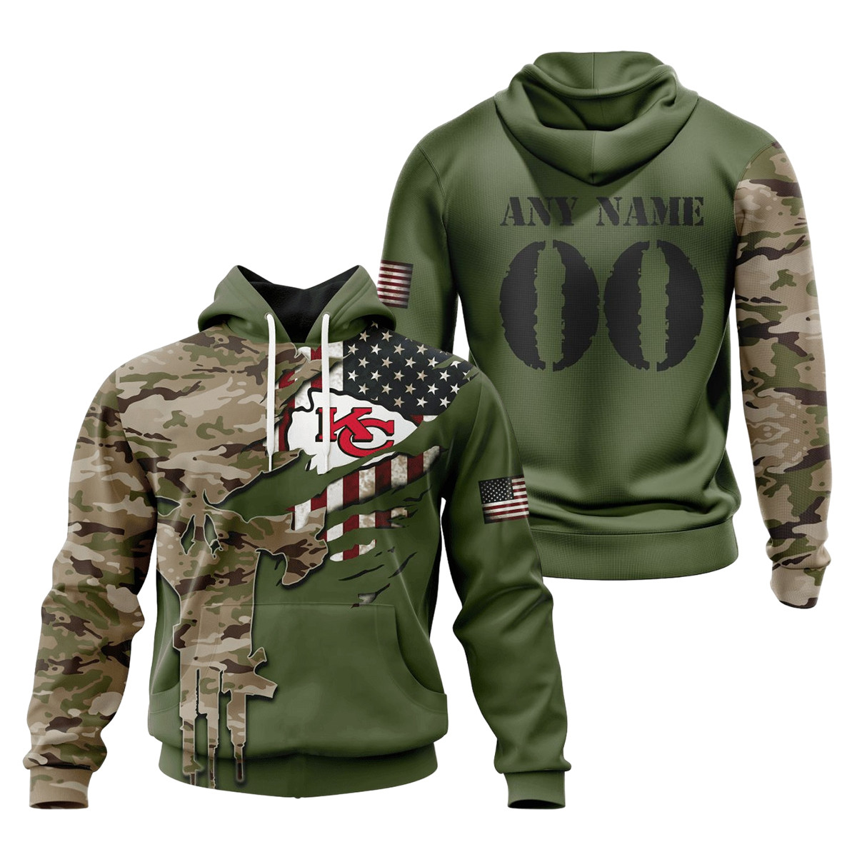 Kansas City Chiefs Special Camo Design 3D printed Sweatshirt Hoodie Zipped Hoodie