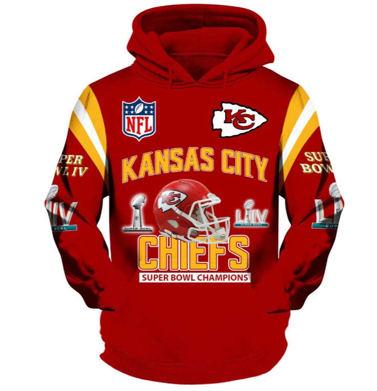 Kansas City Chiefs Super Bowl Helmet NFL Football Team Hoodie