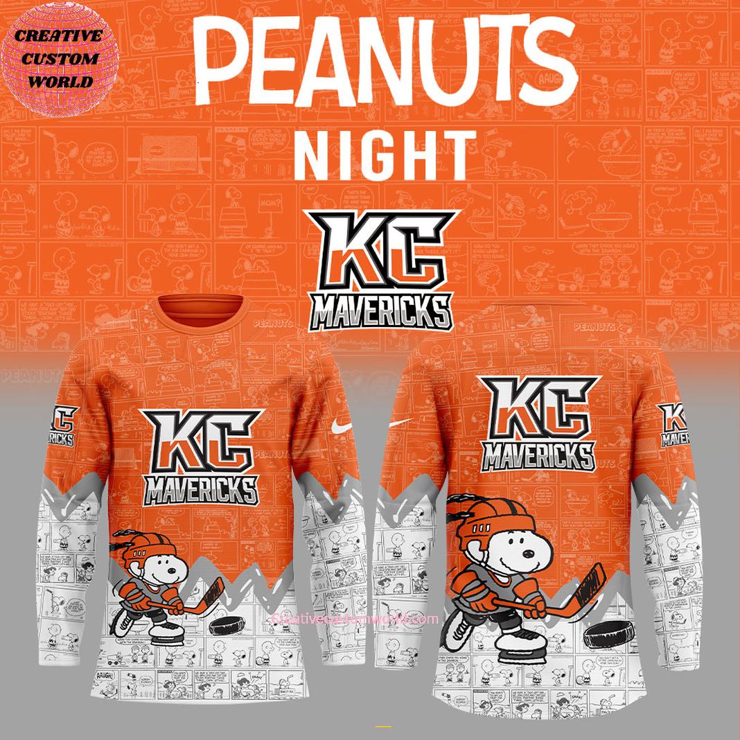 Kansas City Mavericks Peanuts Night 2025 75th Anniversary Hockey Jersey
