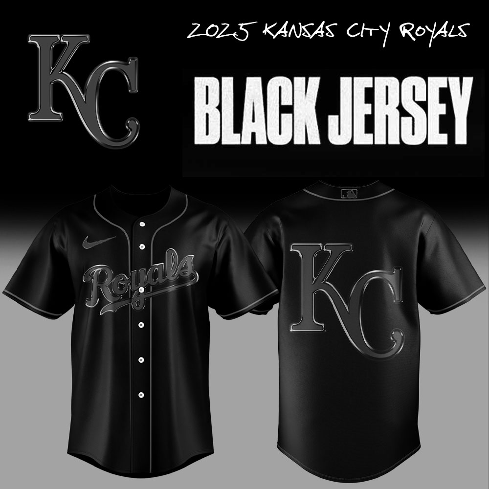 Kansas City Royals MLB Back In Black Personalized Baseball Jersey For Fans