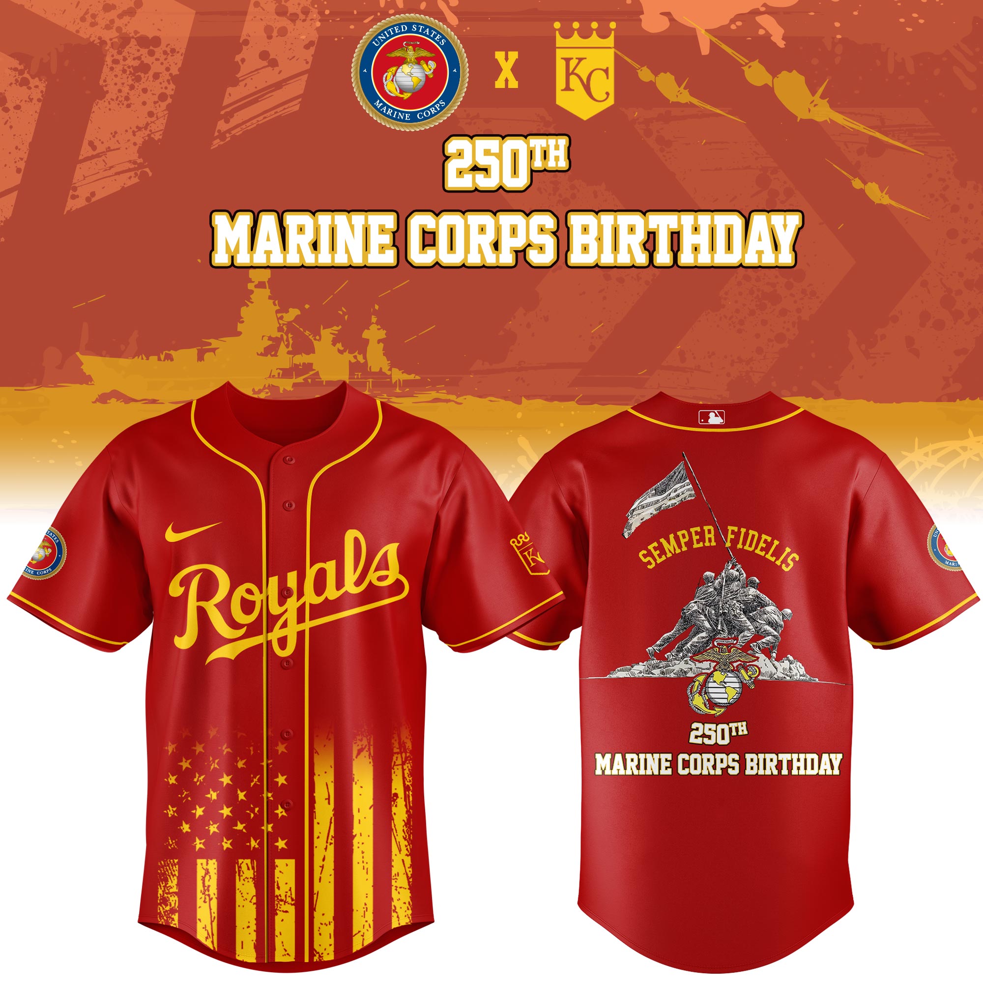 Kansas City Royals MLB x 250 U.S. ARMY Personalized Baseball Jersey For Fans