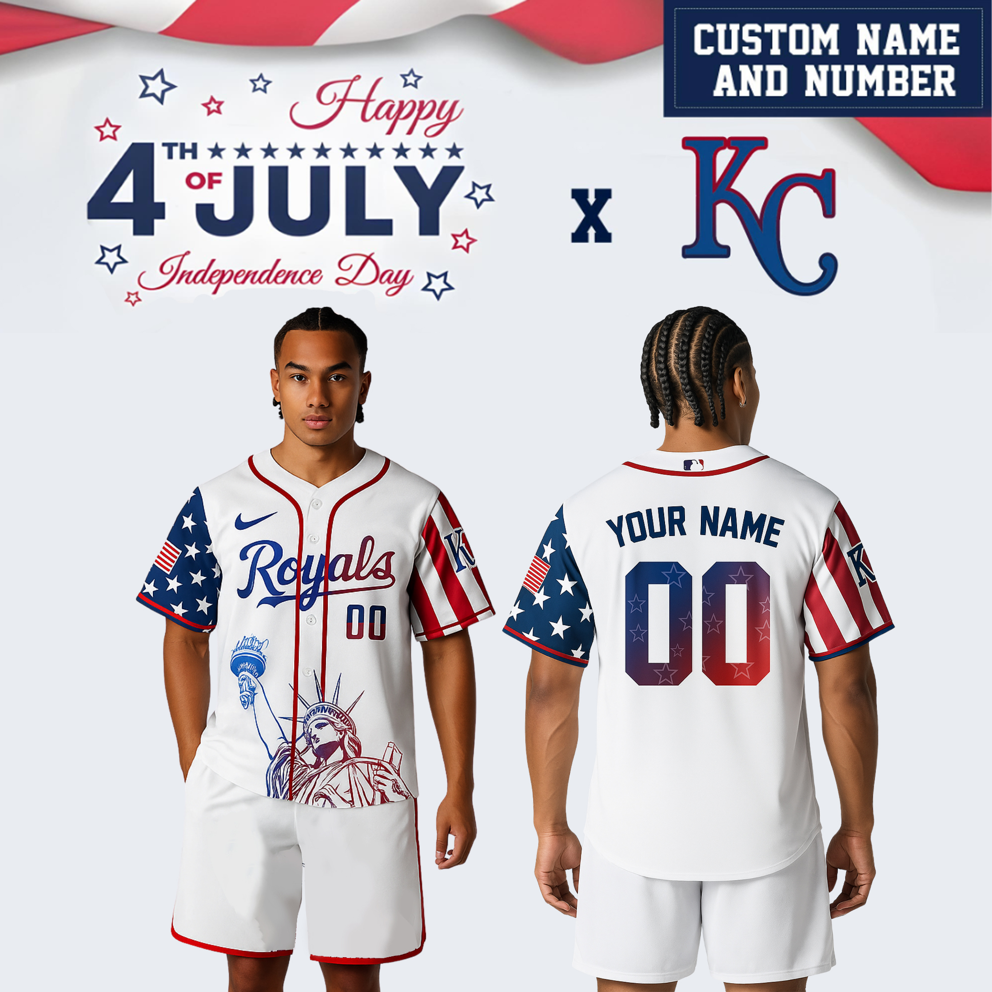 Kansas City Royals MLB x 4th Of July Day Personalized Baseball Jersey For Fans