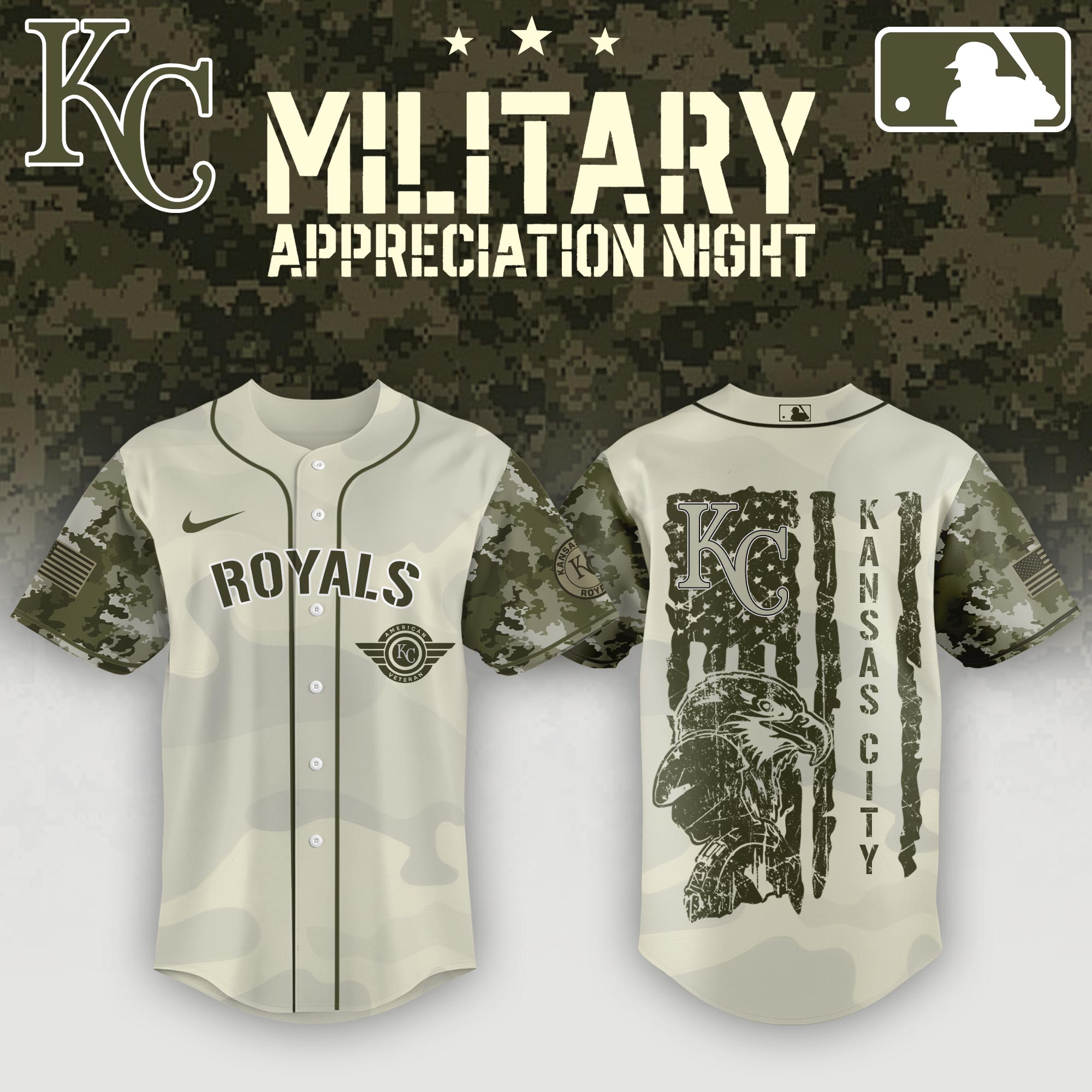 Kansas City Royals MLB x Armed Forces Day Night Jersey Personalized Baseball Jersey For Fan