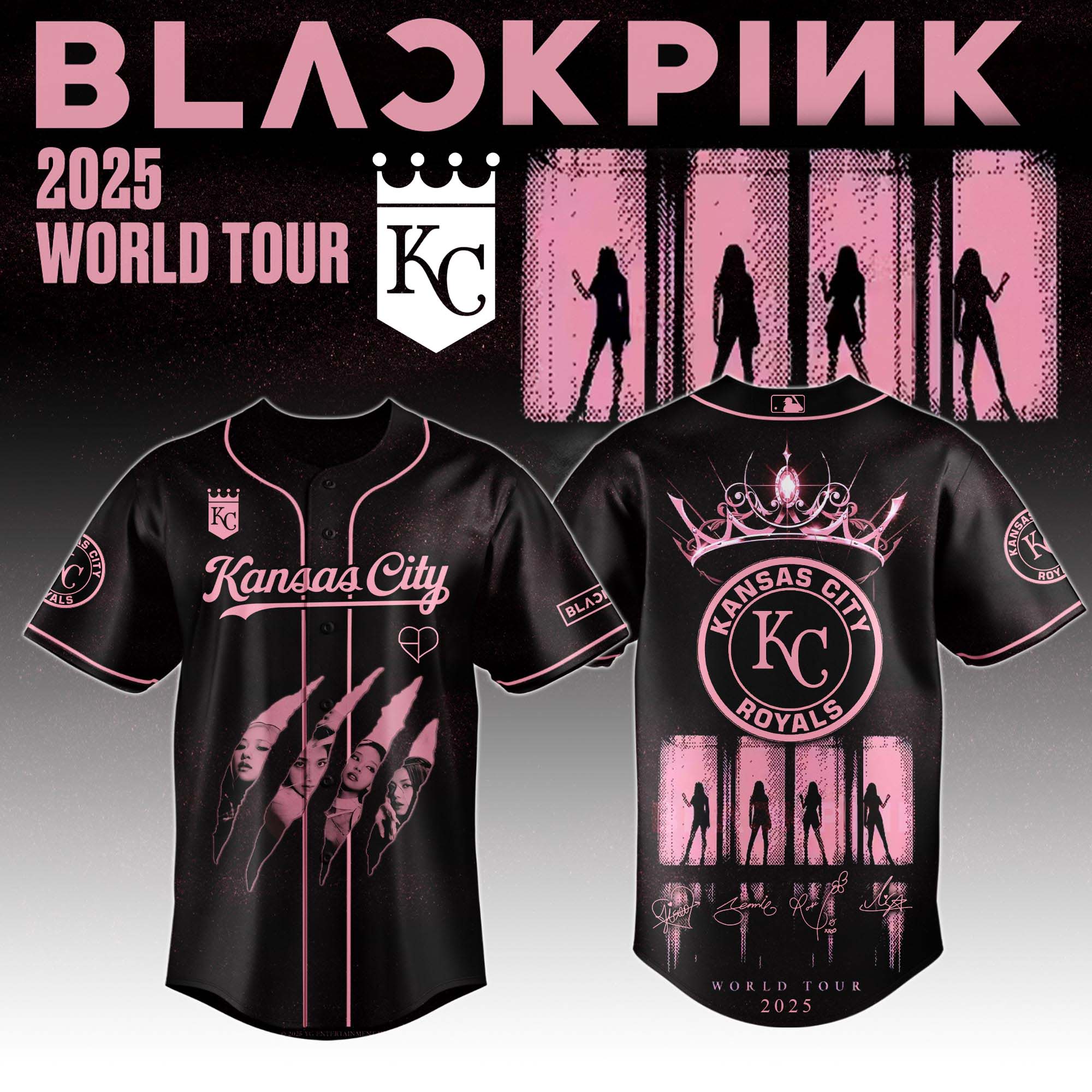 Kansas City Royals MLB x Black Pink World Tour Personalized Baseball Jersey For Fans