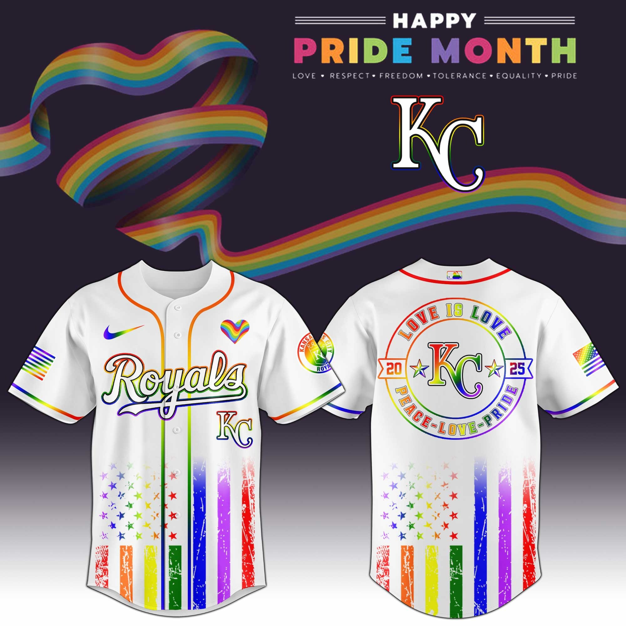 Kansas City Royals MLB x Happy Pride Month Jersey 2025 Proud Of LGBT Merch