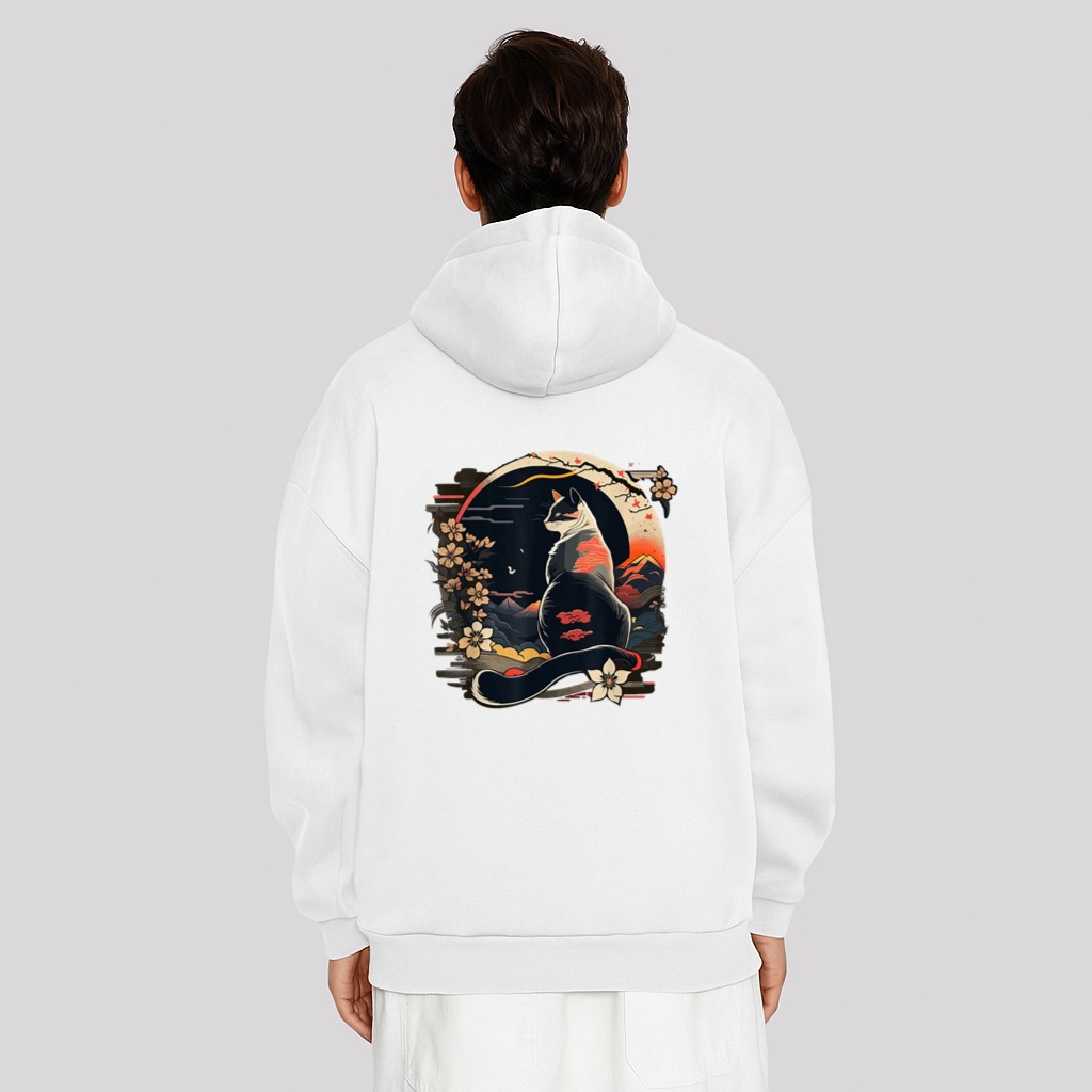 Kawaii Cat Anime Japanese Retro Men Women Kids Funny Cat Hoodie